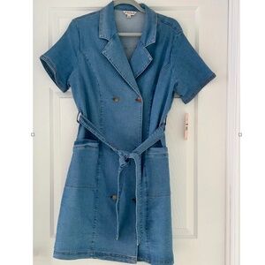 Nanette Lepore Size 12 Denim Shirt Dress | Comfy Flattering Button-Down